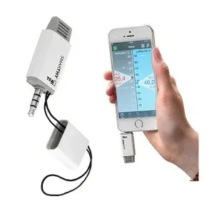 TFA Smarthy hygrometer för mobiltelefon visande temperatur och relativ fuktighet